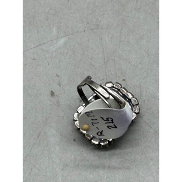 Mariana handmade green crystal stone adjustable ring silver tone one size READ N - Picture 3 of 5